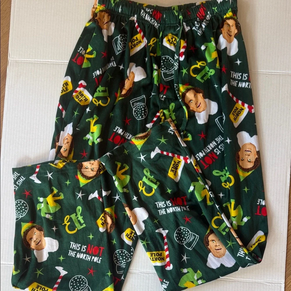 ELF Women's Festive Green Pajama Bottoms 8/10 29” inseam